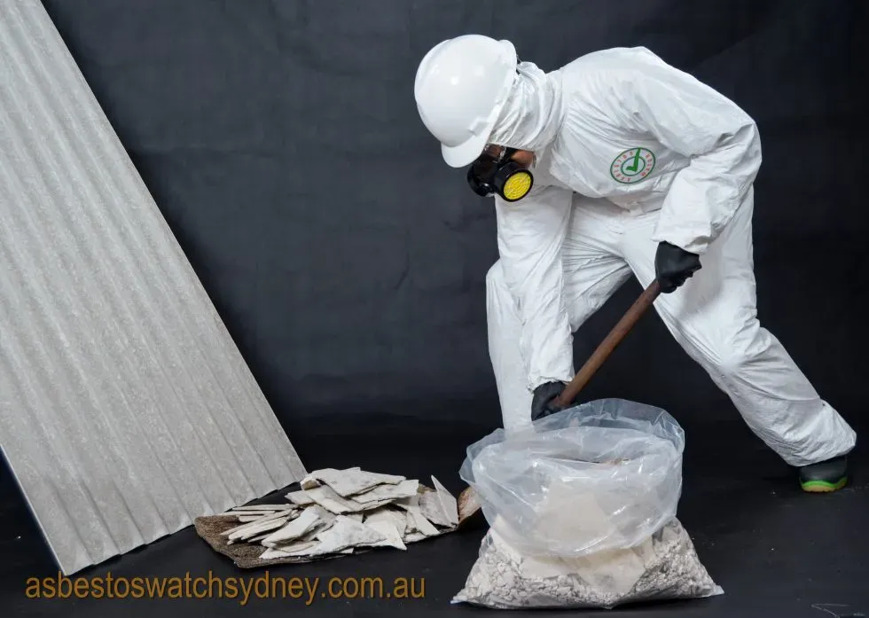 Garage asbestos removal and bagging